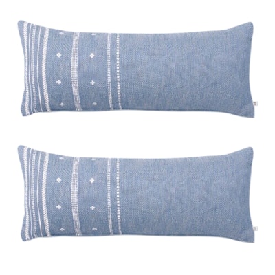 Hearth & Hand With Magnolia Dotted Stripe Faded Blue Throw Pillows