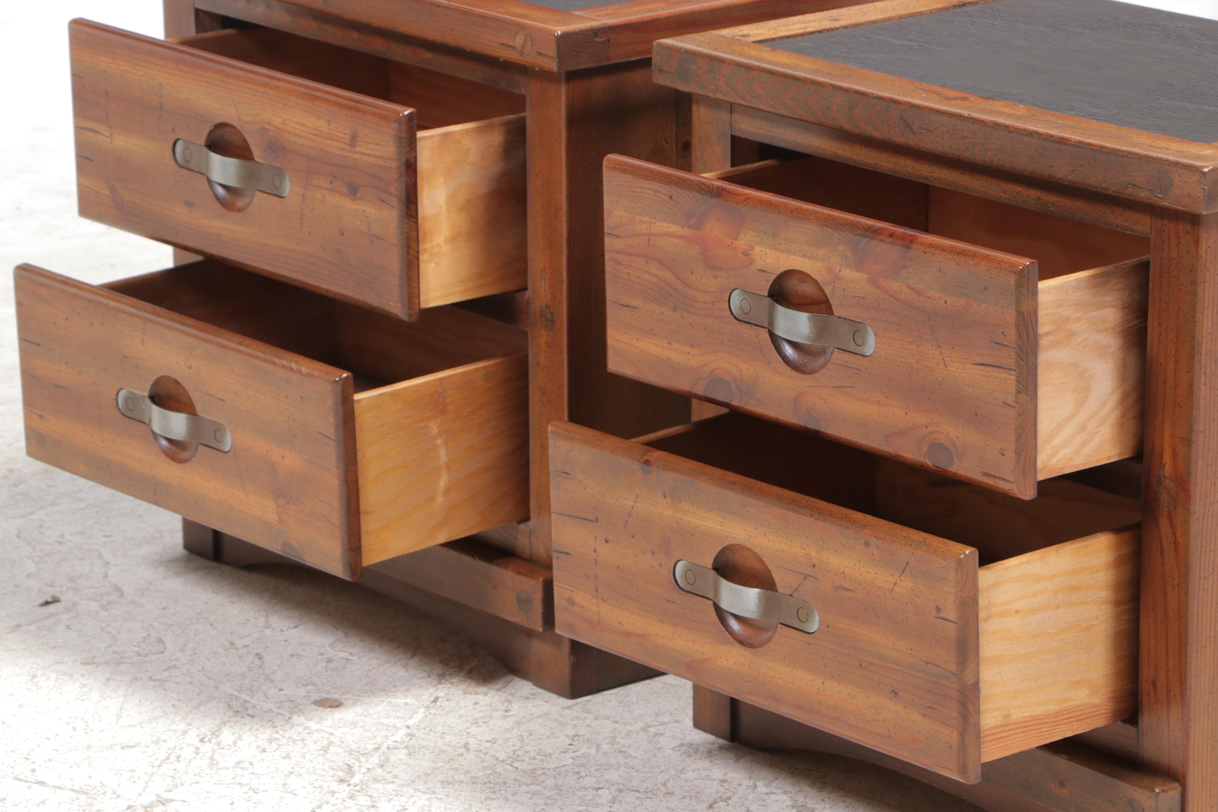 YoungHinkle "Ship Ahoy" Pine Nightstands with Faux Slate Tops EBTH