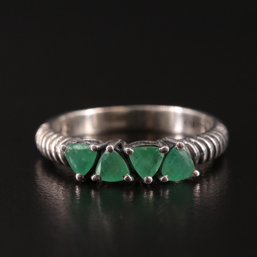 Sterling Emerald Band