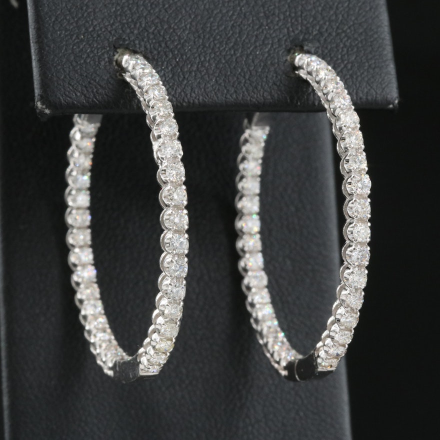14K 2.02 CTW Diamond Inside-Out Hoop Earrings