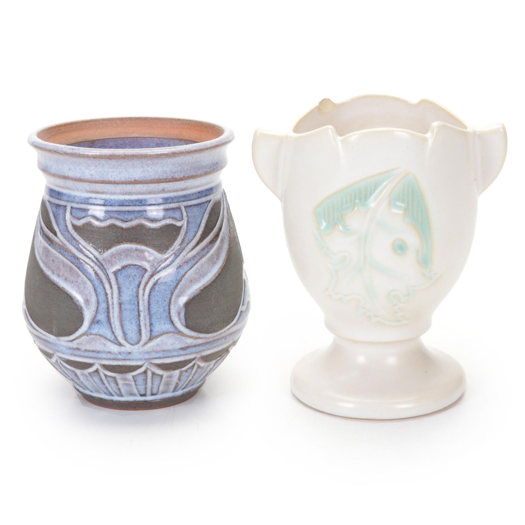 Roseville Silhouette Vase with Larry Allen Art Pottery Vase EBTH