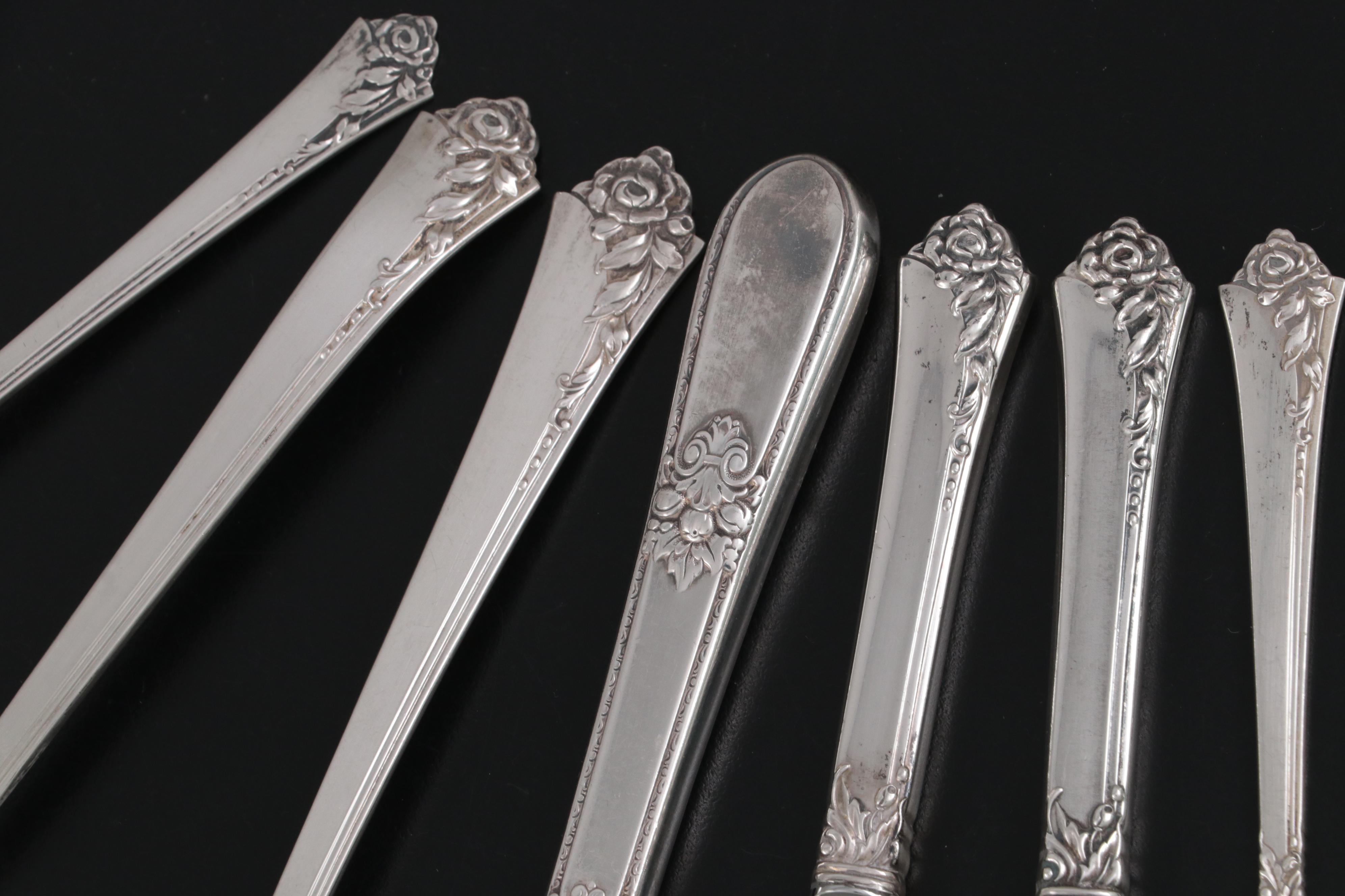 Oneida Heirloom "Damask Rose" Sterling Silver Flatware, Mid20th Century EBTH
