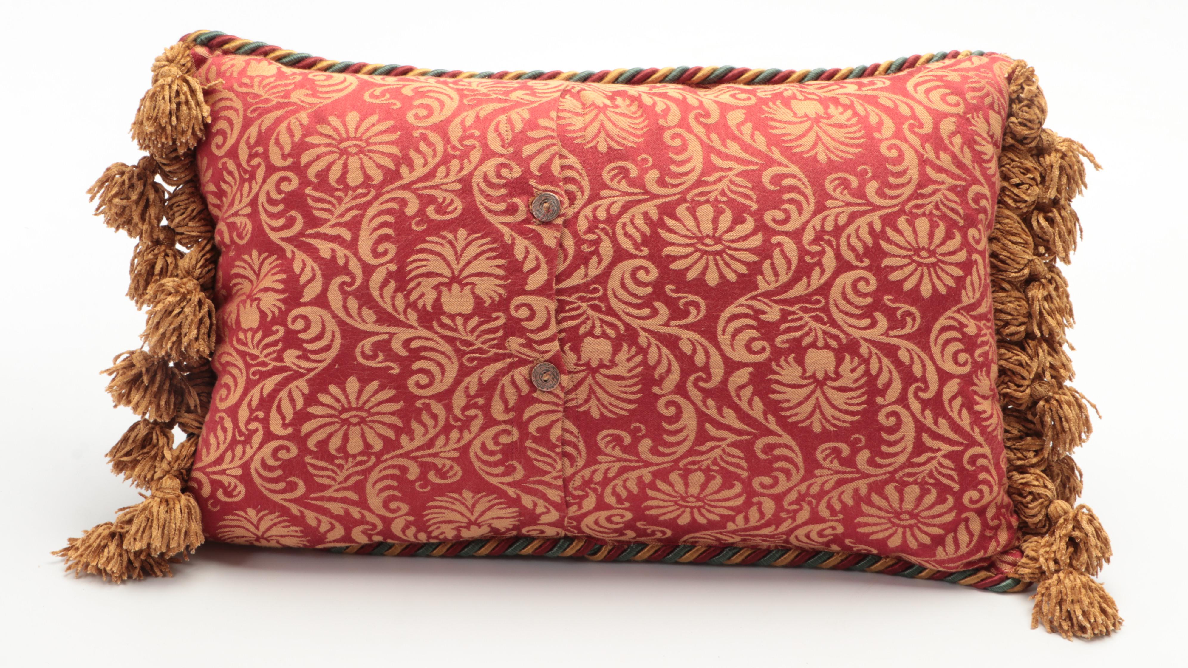 Floral Embroidered Fringed Accent Pillows with Bee Embellished Throw