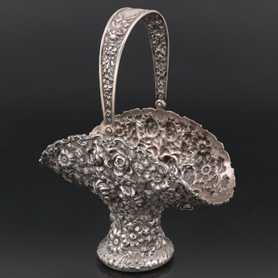 Stieff "Rose" Sterling Silver Footed Basket, Late 19th Century