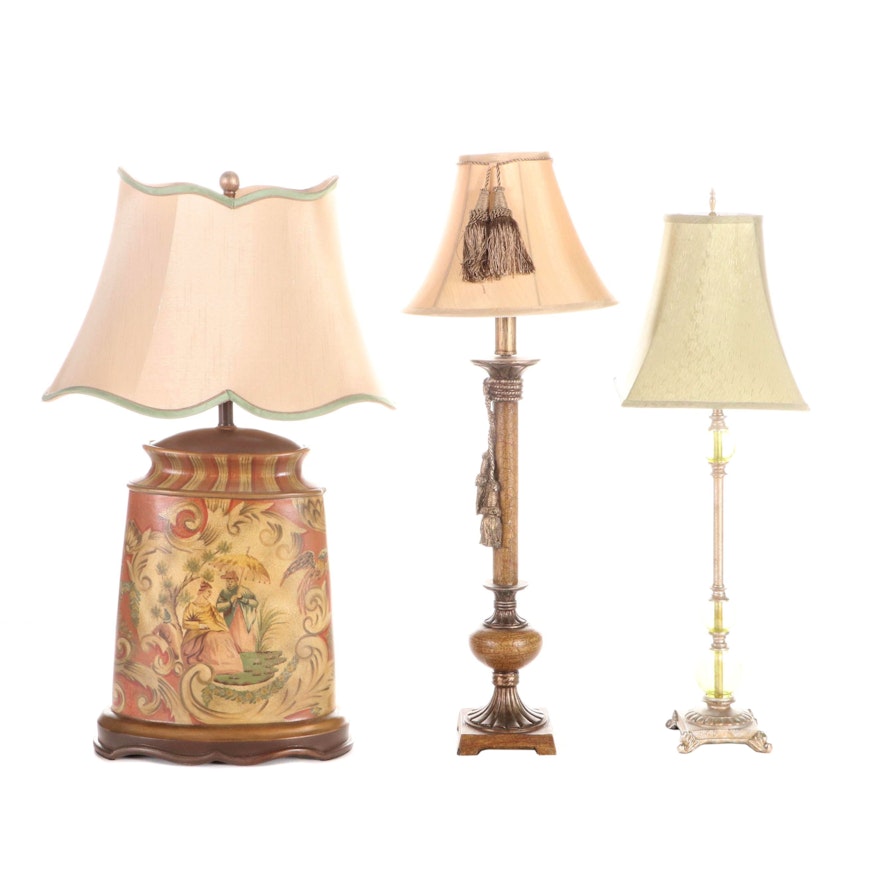 John-Richard Hand-Decorated Composite Lamp with Other Candlestick Table Lamps