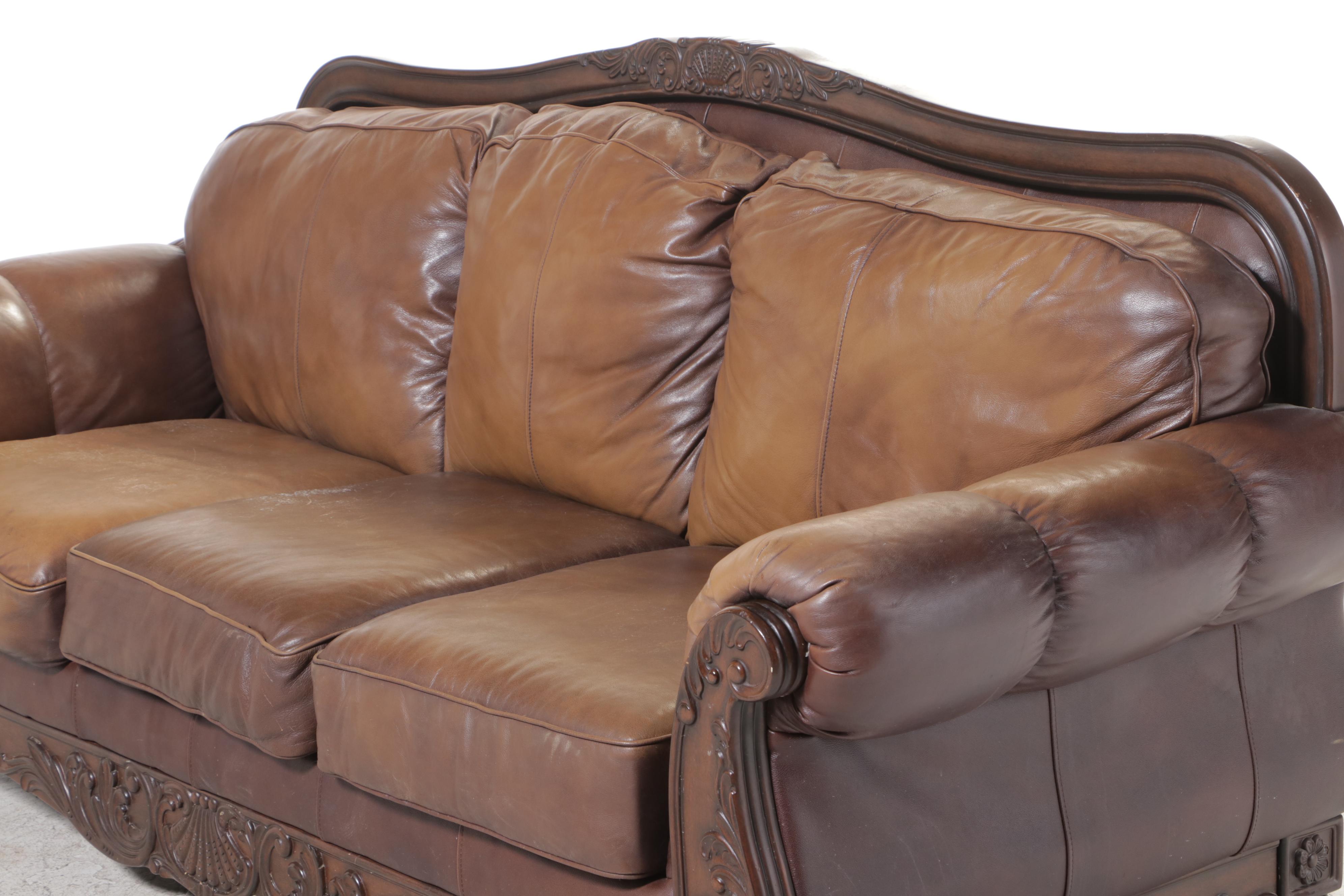 Ashley Furniture Leather Upholstered Sofa | EBTH
