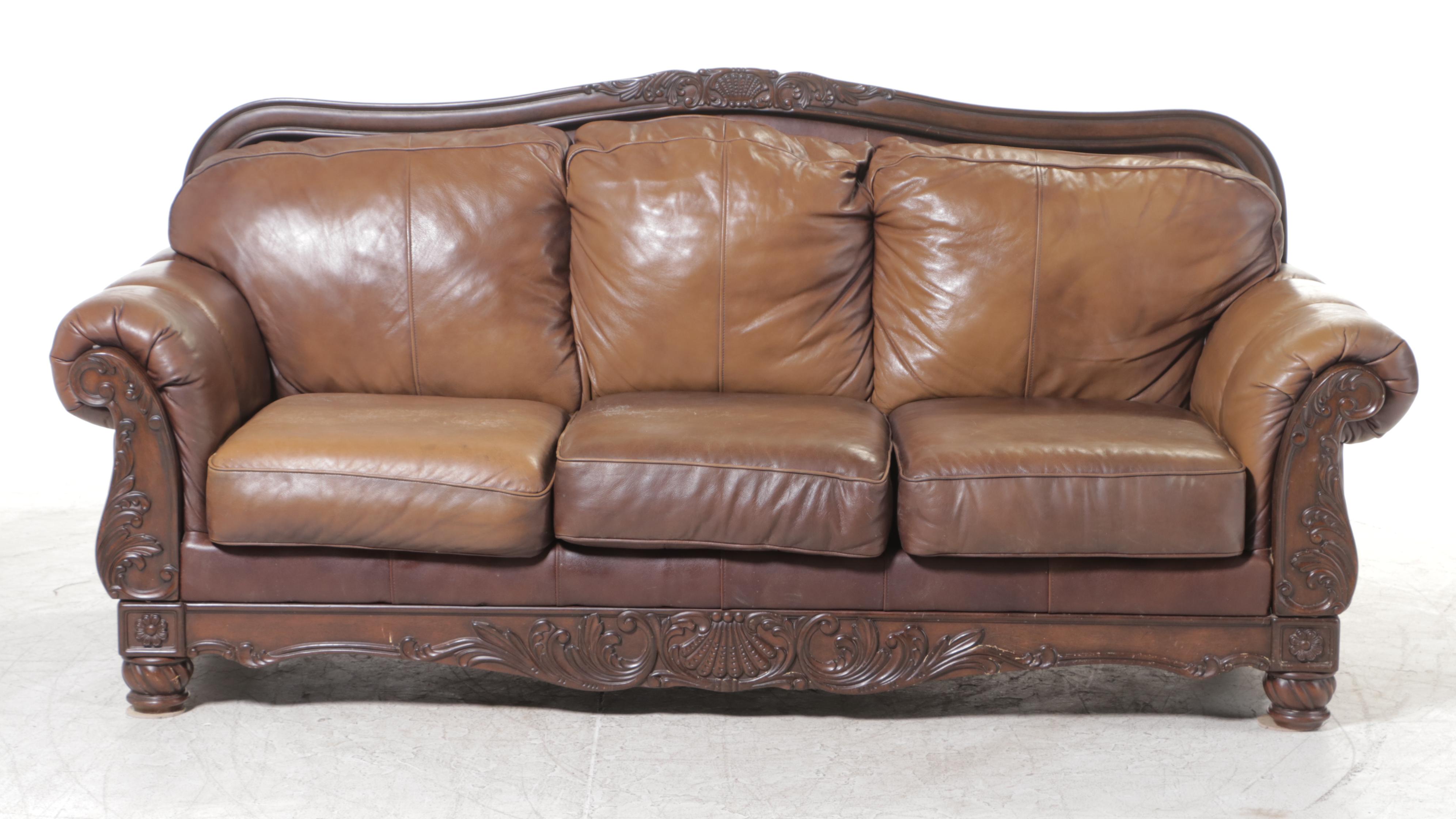 Ashley Furniture Leather Upholstered Sofa | EBTH
