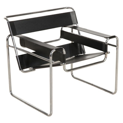 Chrome and Faux Leather Modern Wassily Chair