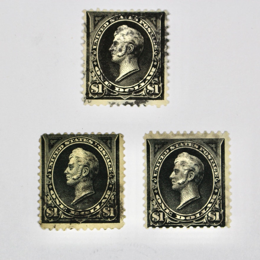 Three Different $1 Used Perry Postage Stamps