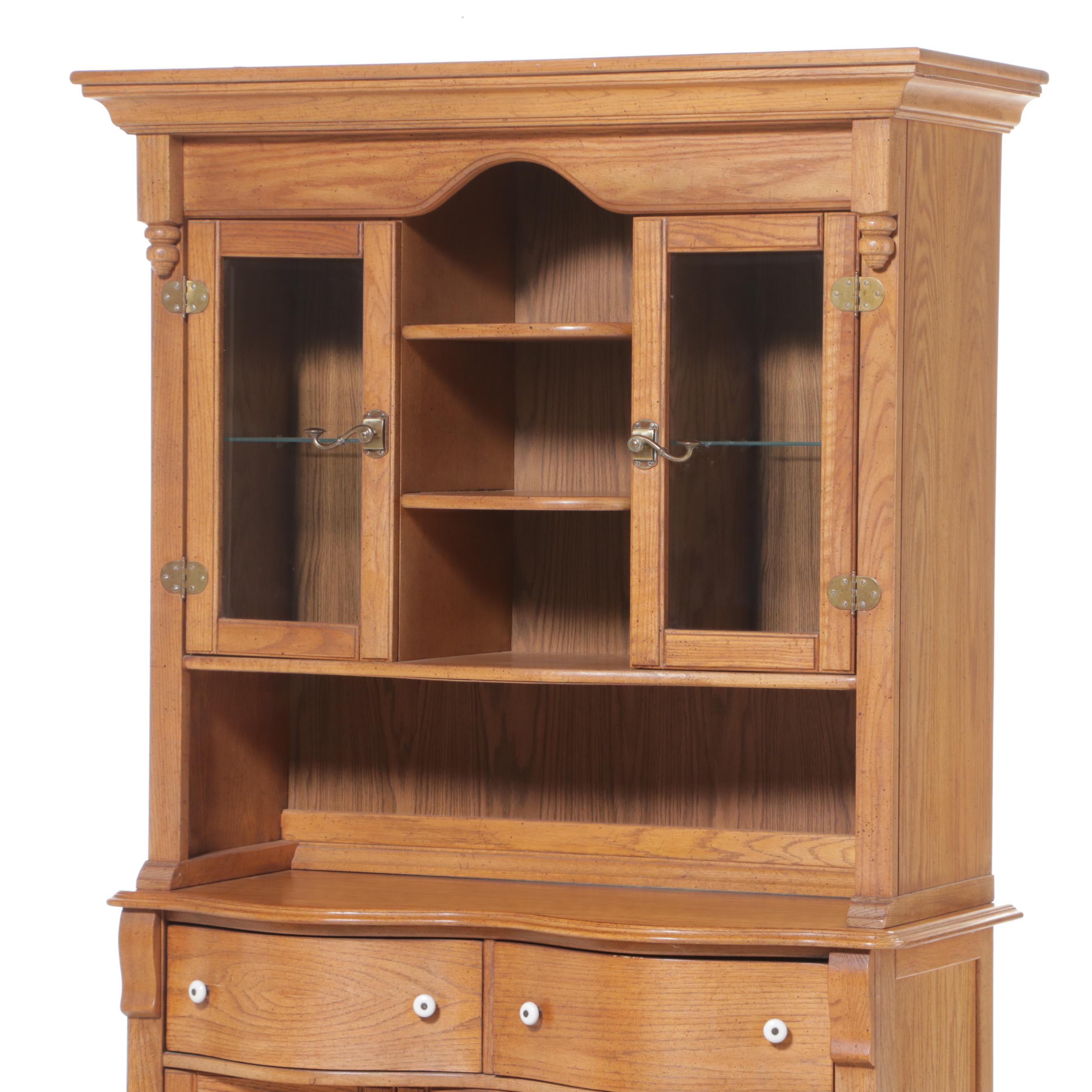 Pulaski "Keepsakes" Oak and Leaded Glass China Late 20th