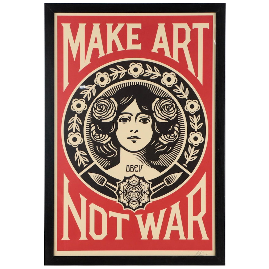 Shepard Fairey Offset Print "Make Art Not War," 2023