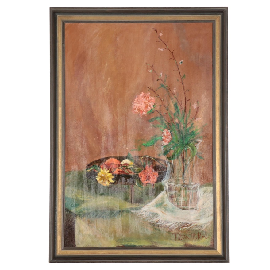 Patrick Korb Oil Painting of Floral Still Life, 1966