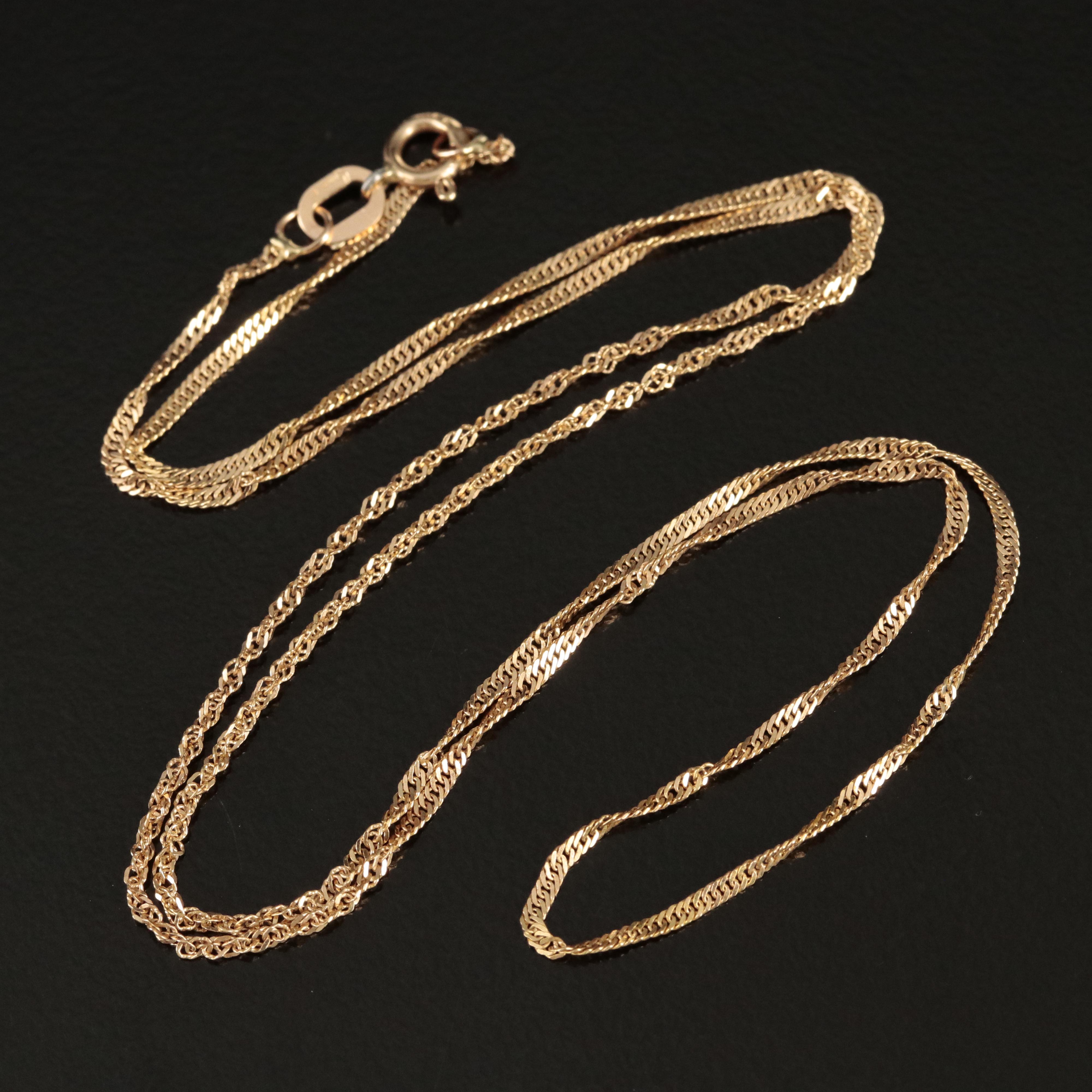 14K Singapore Chain Necklace EBTH
