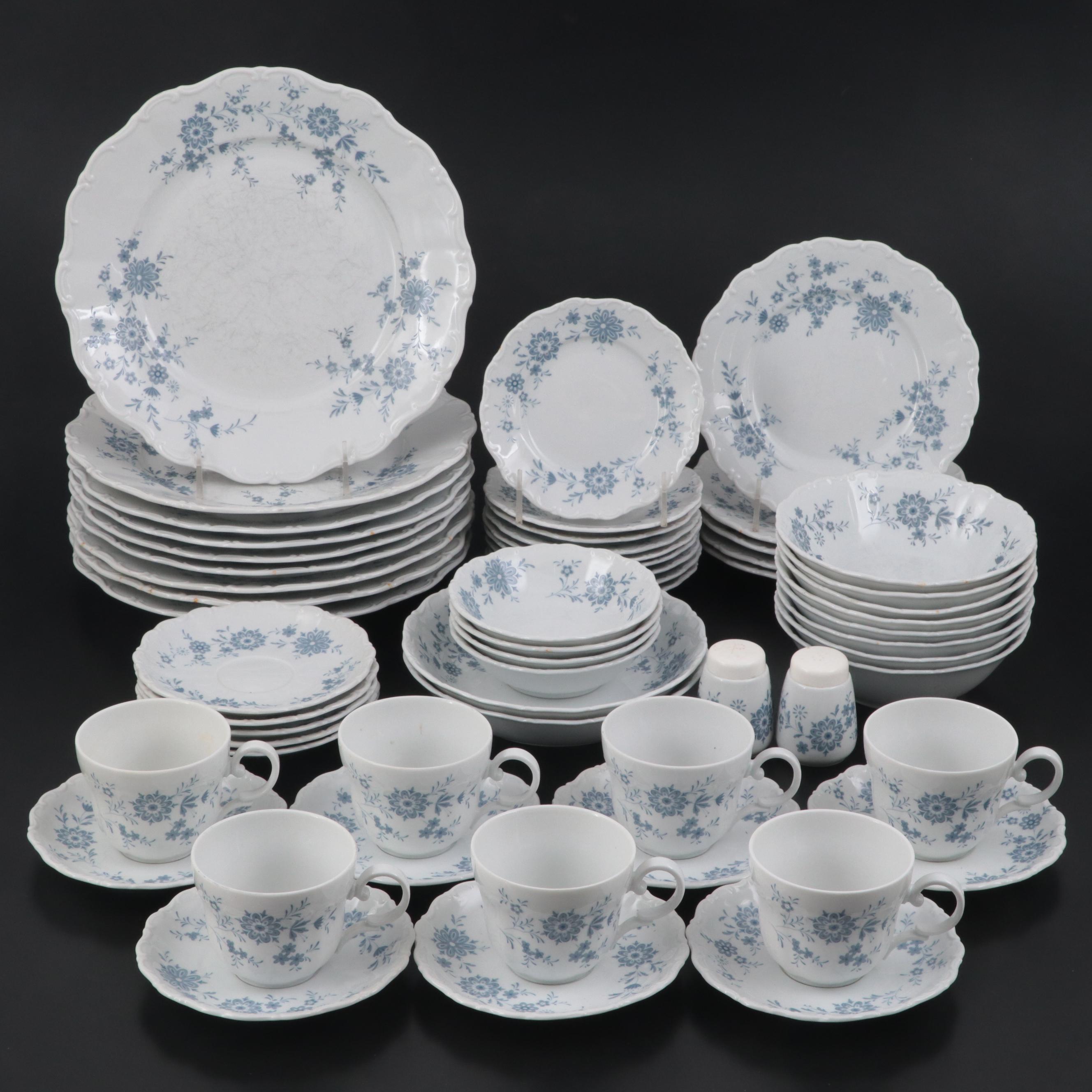 Seltmann "Bavarian Blue" Porcelain Dinnerware, Mid20th Century EBTH