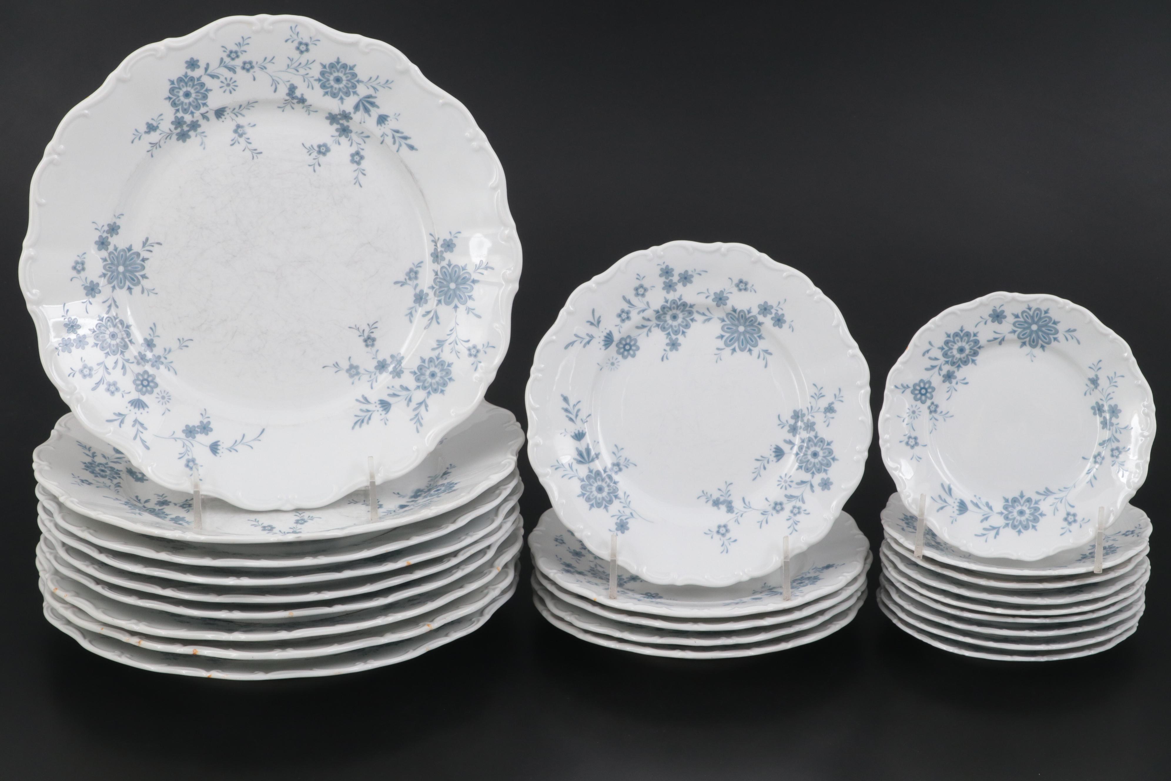 Seltmann "Bavarian Blue" Porcelain Dinnerware, Mid20th Century EBTH