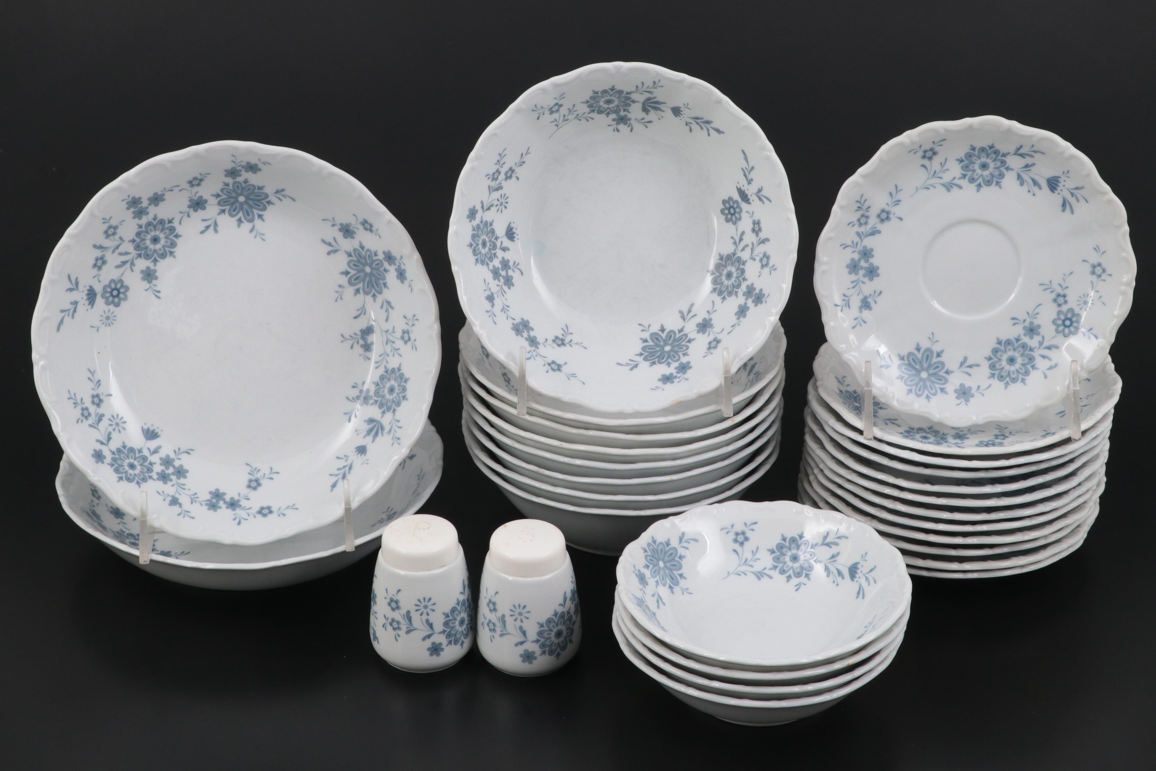 Seltmann "Bavarian Blue" Porcelain Dinnerware, Mid20th Century EBTH