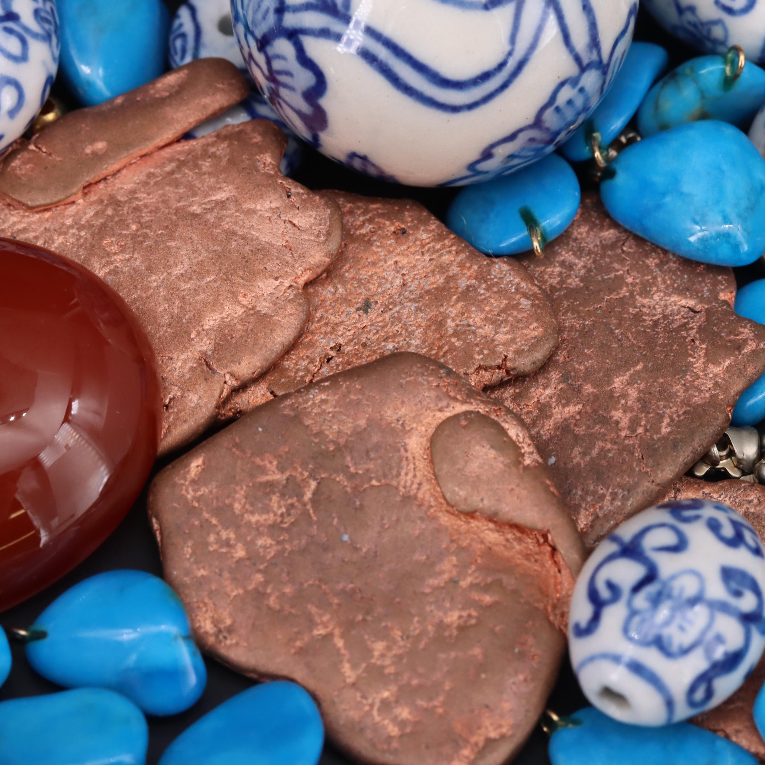 Loose Gemstones and Beads Including Turquoise, Abalone and Carnelian EBTH