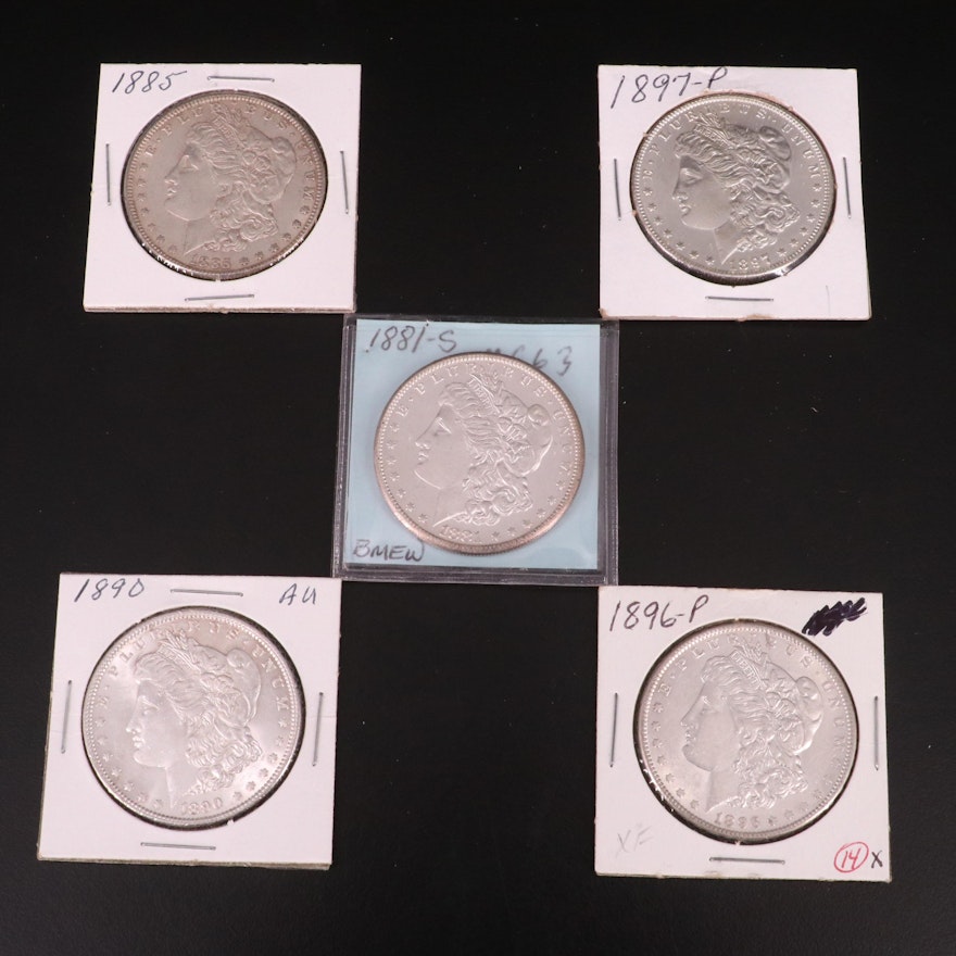 Five Morgan Silver Dollars Including an 1897