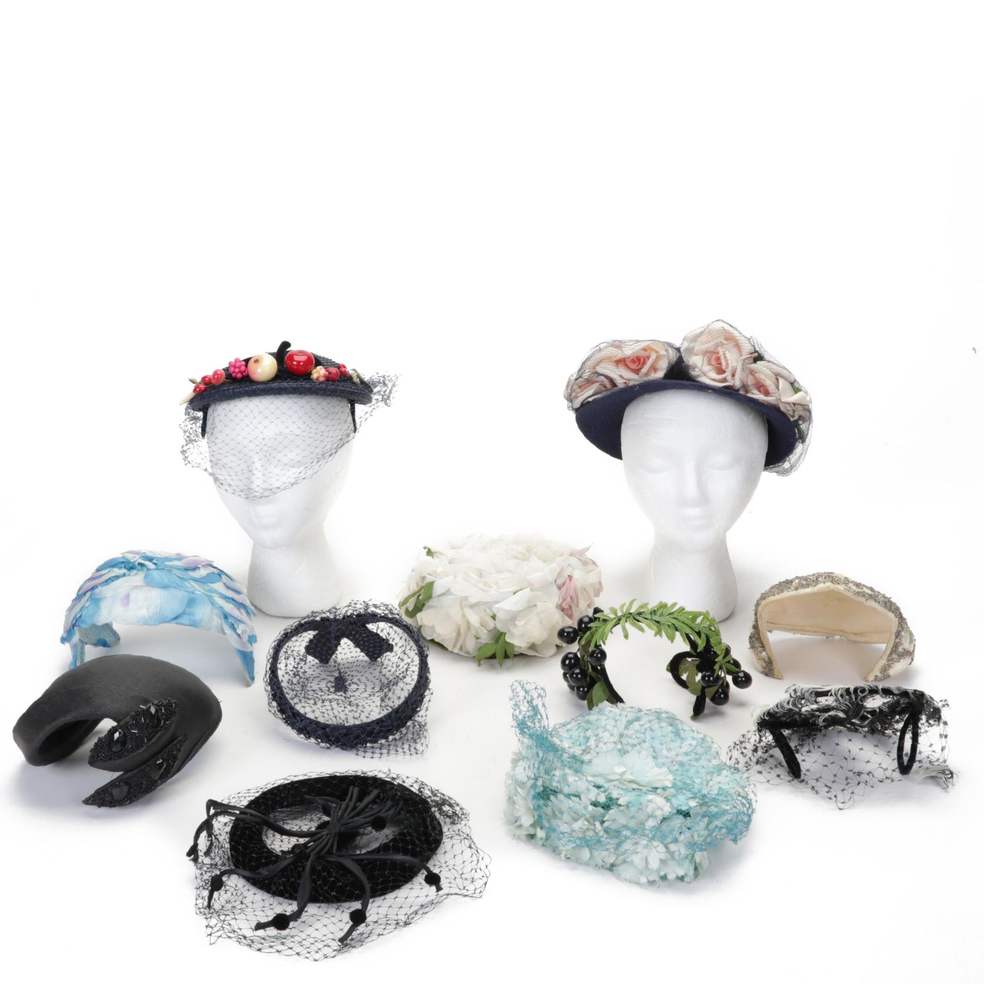 Floral, Fruit, and Embellished Casques, Fascinators, with Other Hats EBTH