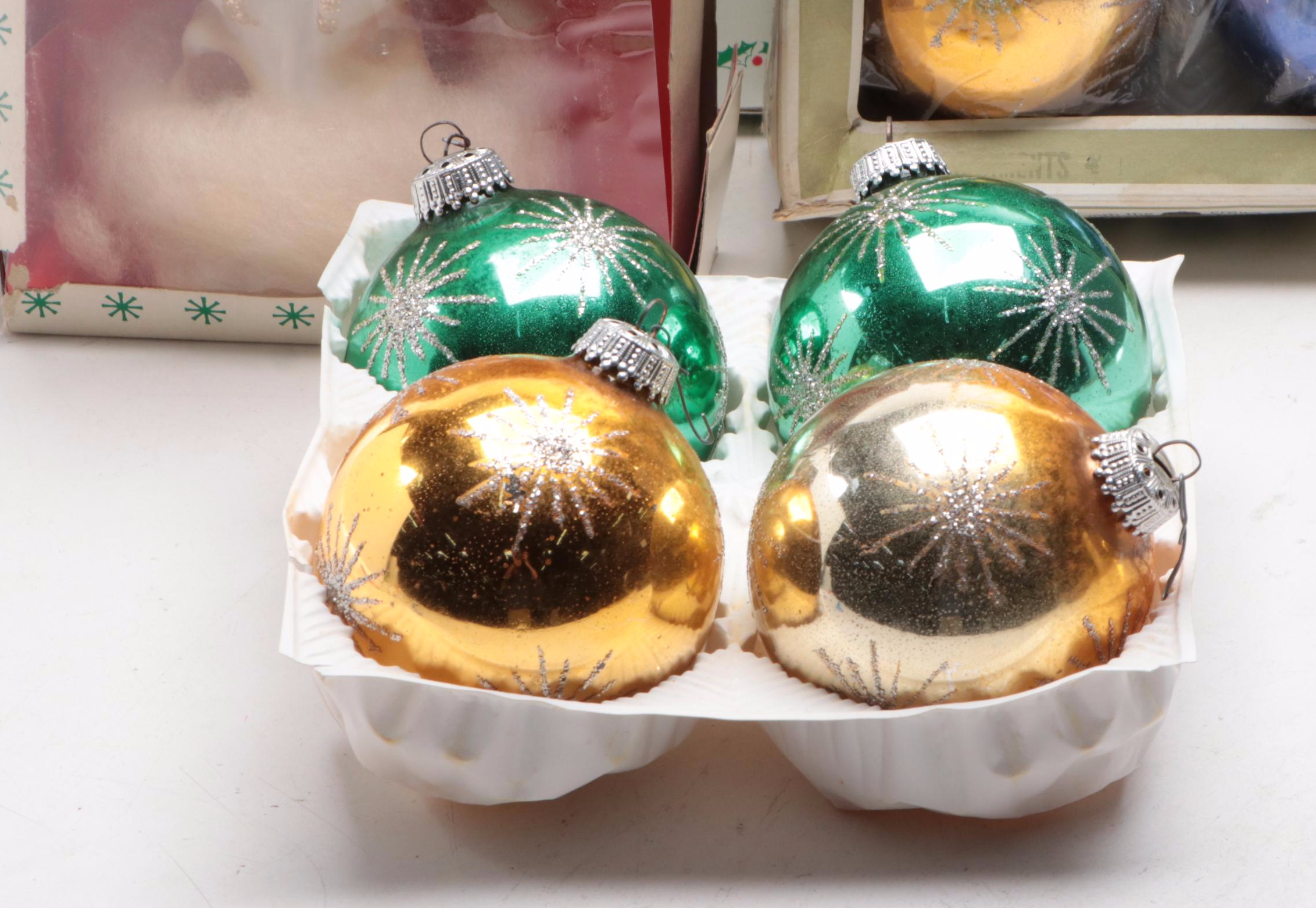 Doubl Glo Angle Tree Topper With Glass Christmas Tree Ornaments EBTH