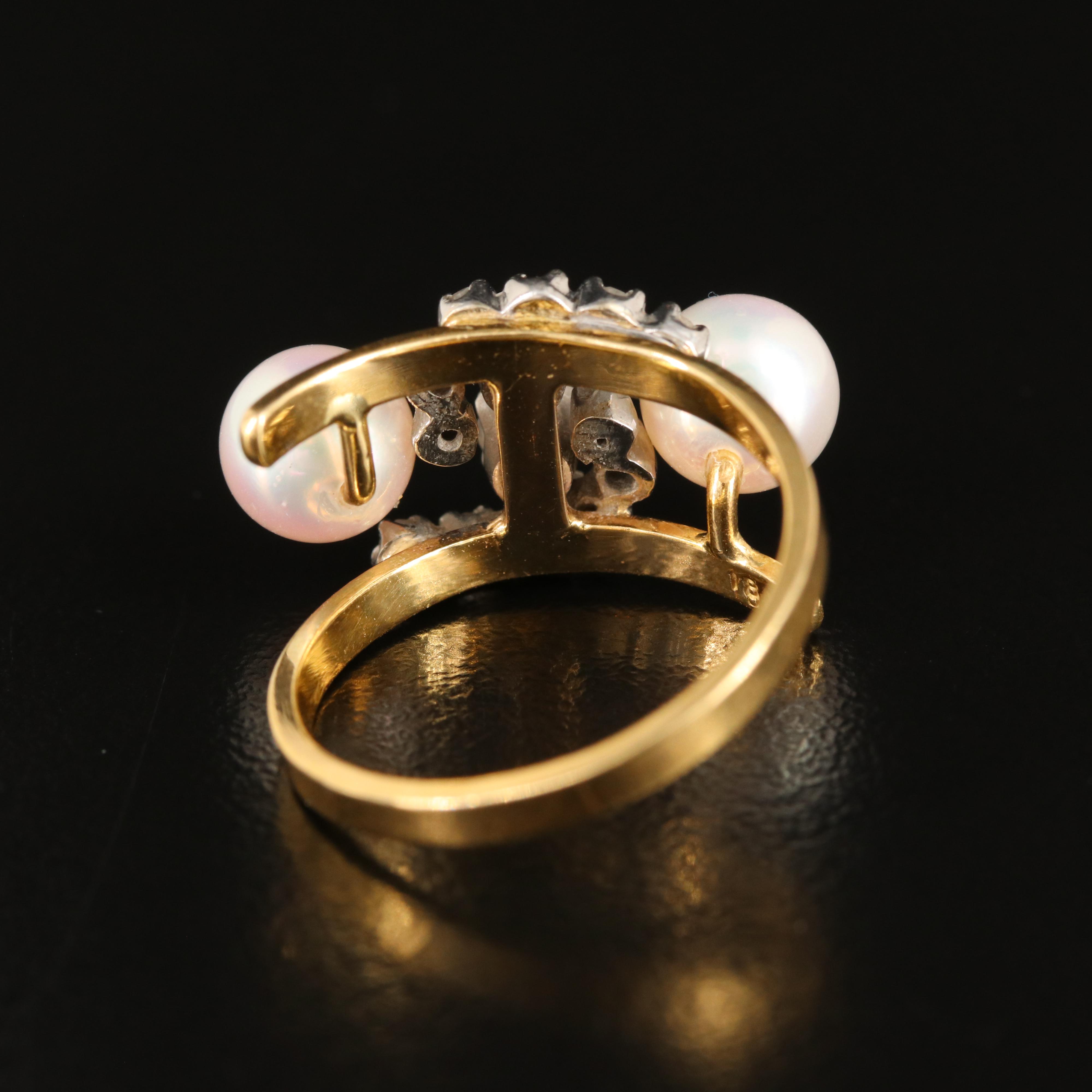 18K Pearl and Diamond Bypass Ring EBTH
