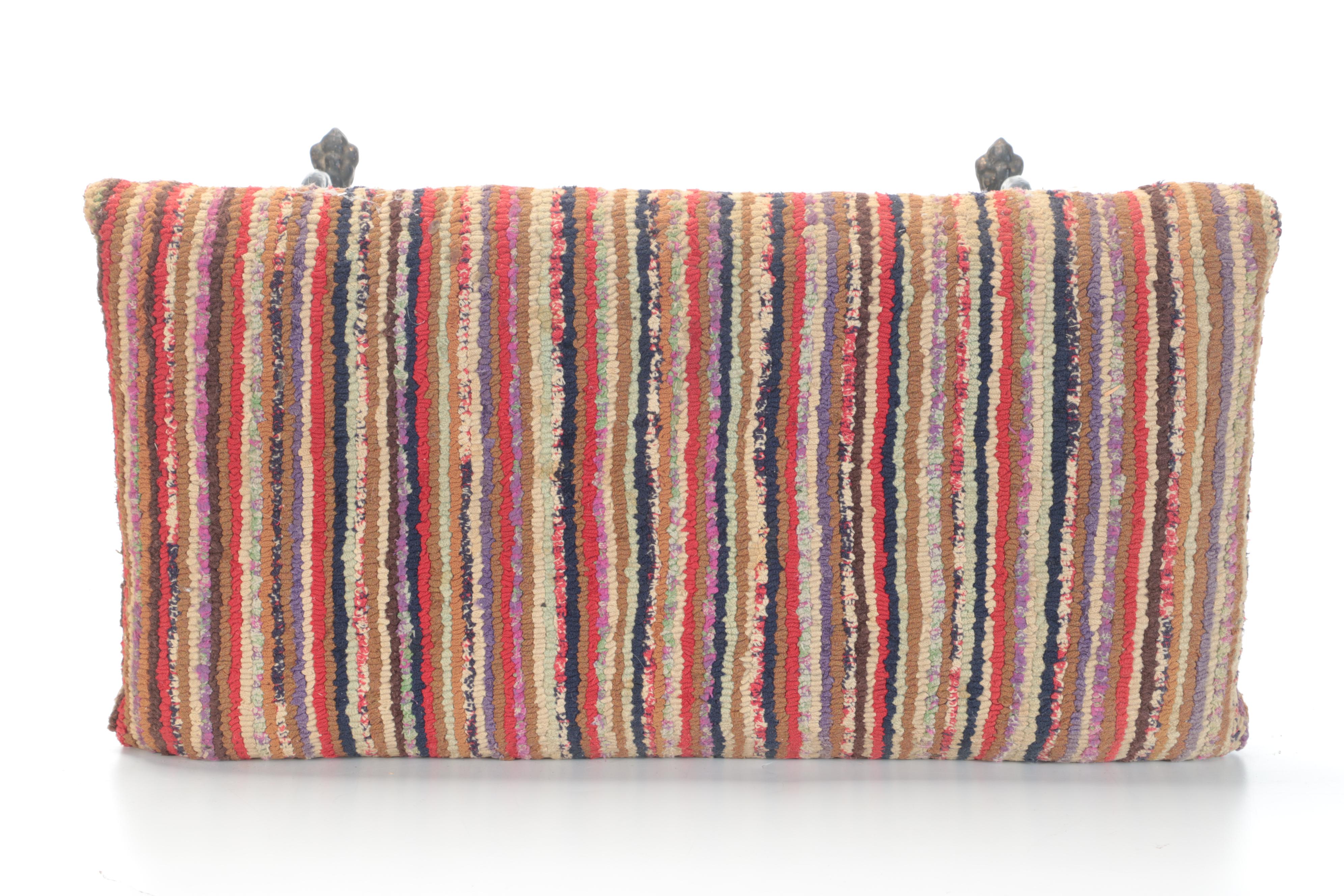 Latch Hook Rug Upholstered Trestle Base Piano Bench EBTH