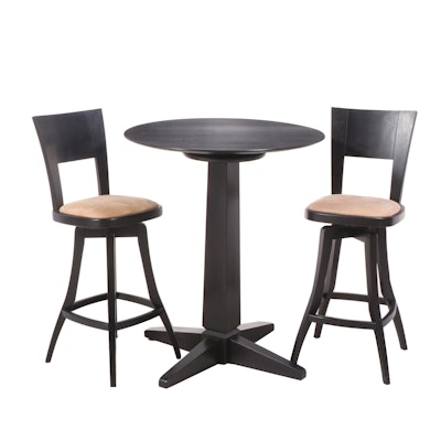 Contemporary High-Top Round Table with Swivel Bar Stools