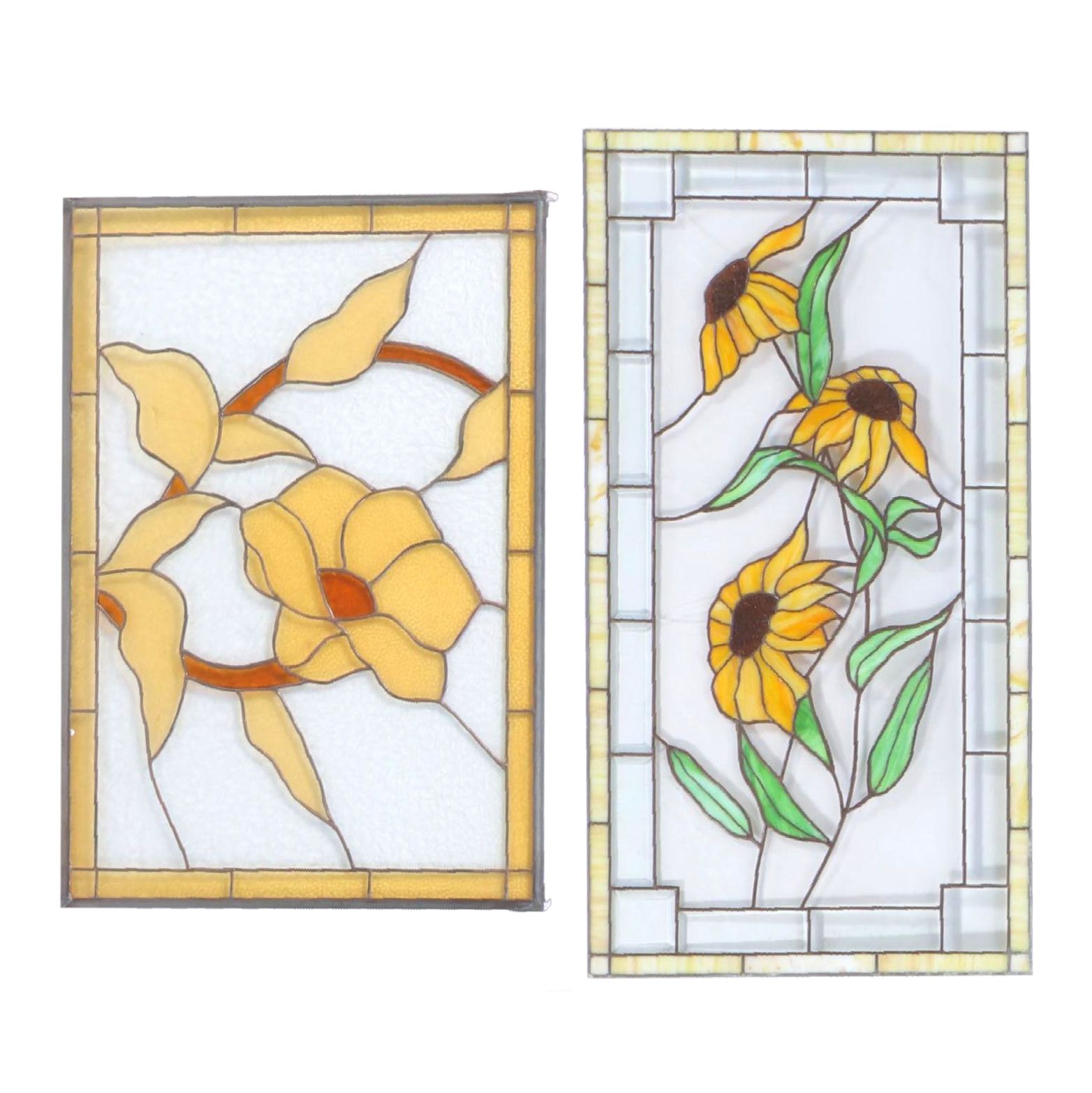 Floral Stained Glass Window Panes EBTH