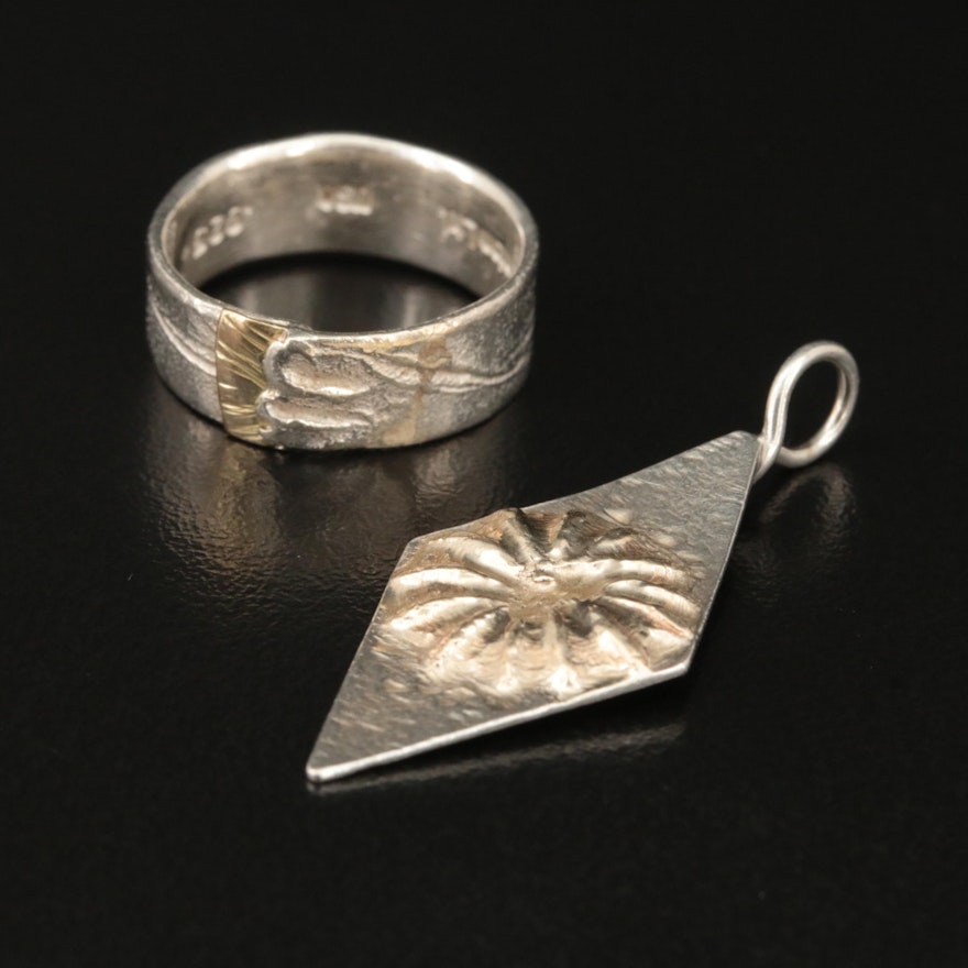 Sterling Ring and Pendant with 18K and 14K Accents