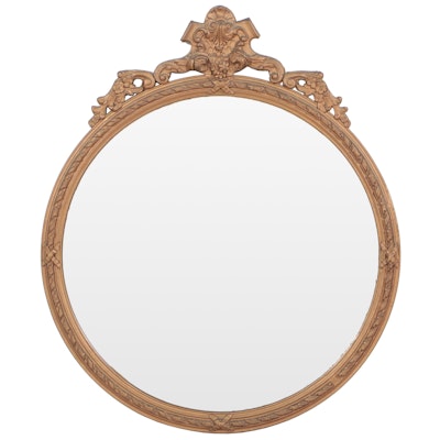 Empire Style Round Gilt Wood Mirror
