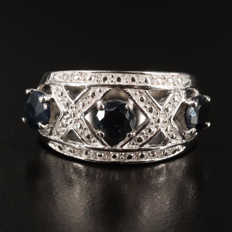 Sterling Sapphire Tapered Band