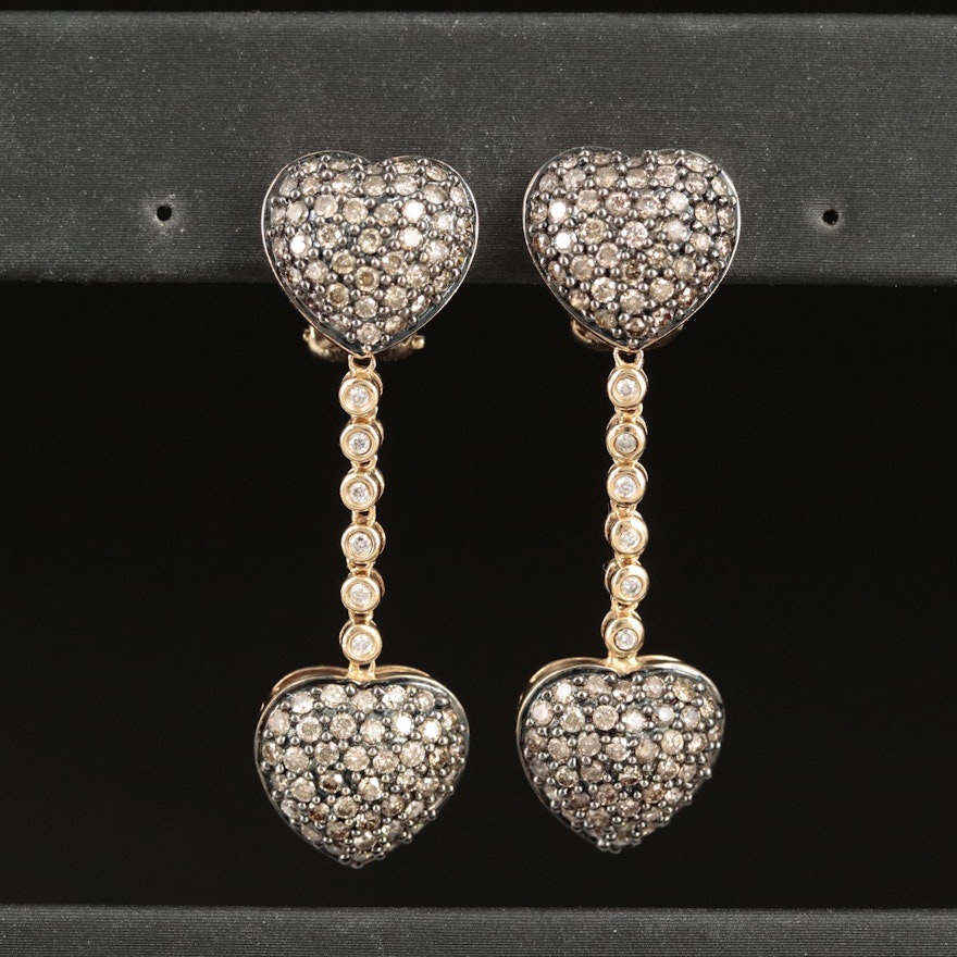 14K 2.00 CTW Diamond Heart Earrings
