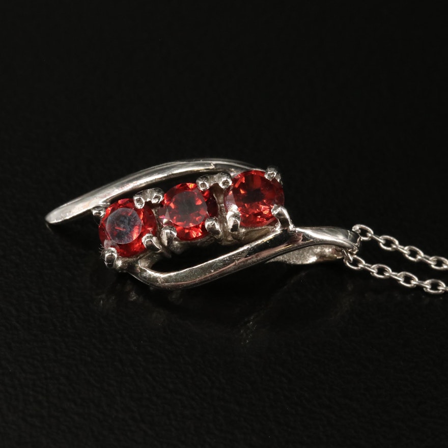 Sterling Garnet Pendant Necklace