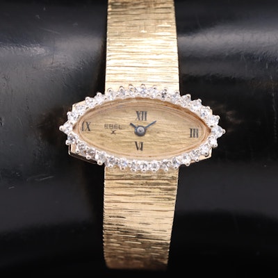 Ebel 14K Diamond Stem Wind Wristwatch