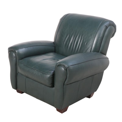 Sealy Furniture Green Leather Club Chair