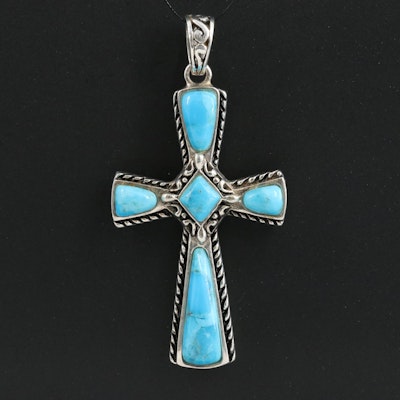Sterling Faux Turquoise Cross Pendant