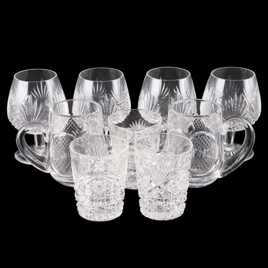 Wedgwood "Majesty" Crystal Brandy Snifters With Waterford, Brilliant Cut Glasses