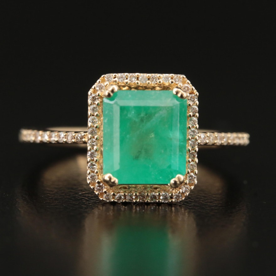 14K 1.88 CT Emerald and Diamond Ring
