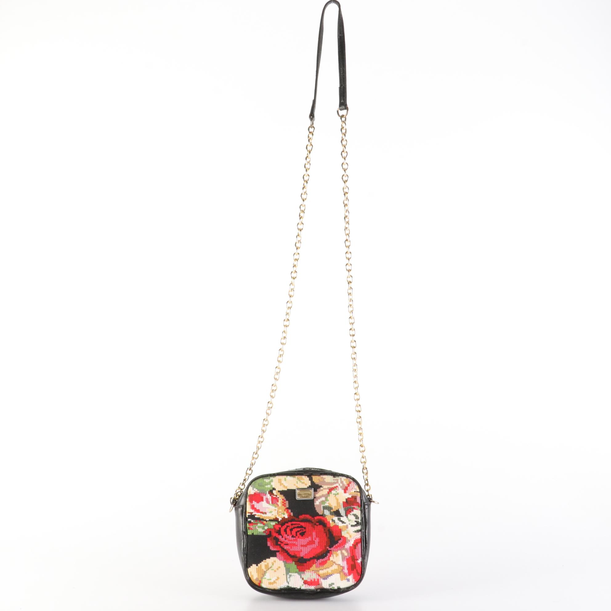Dolce & Gabbana Chain Strap Crossbody Bag in Floral Neoprene and Bonded