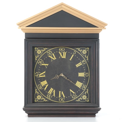 Neoclassical Style Parcel-Ebonized Quartz Wall Clock