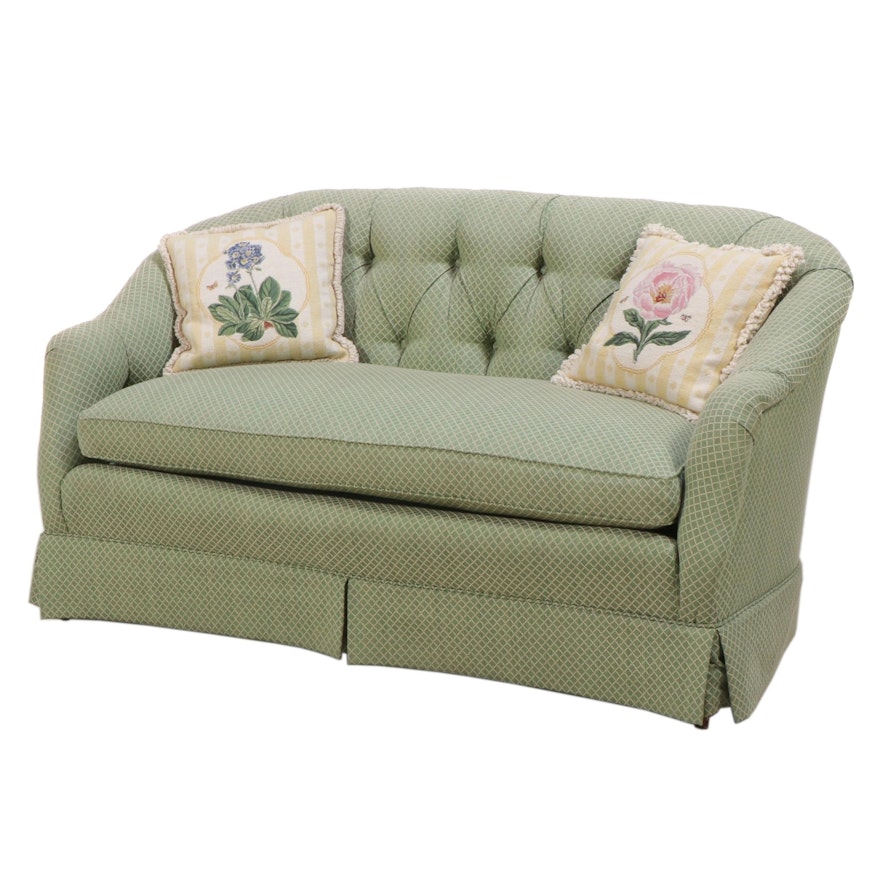 Custom-Upholstered and Buttoned-Down Loveseat