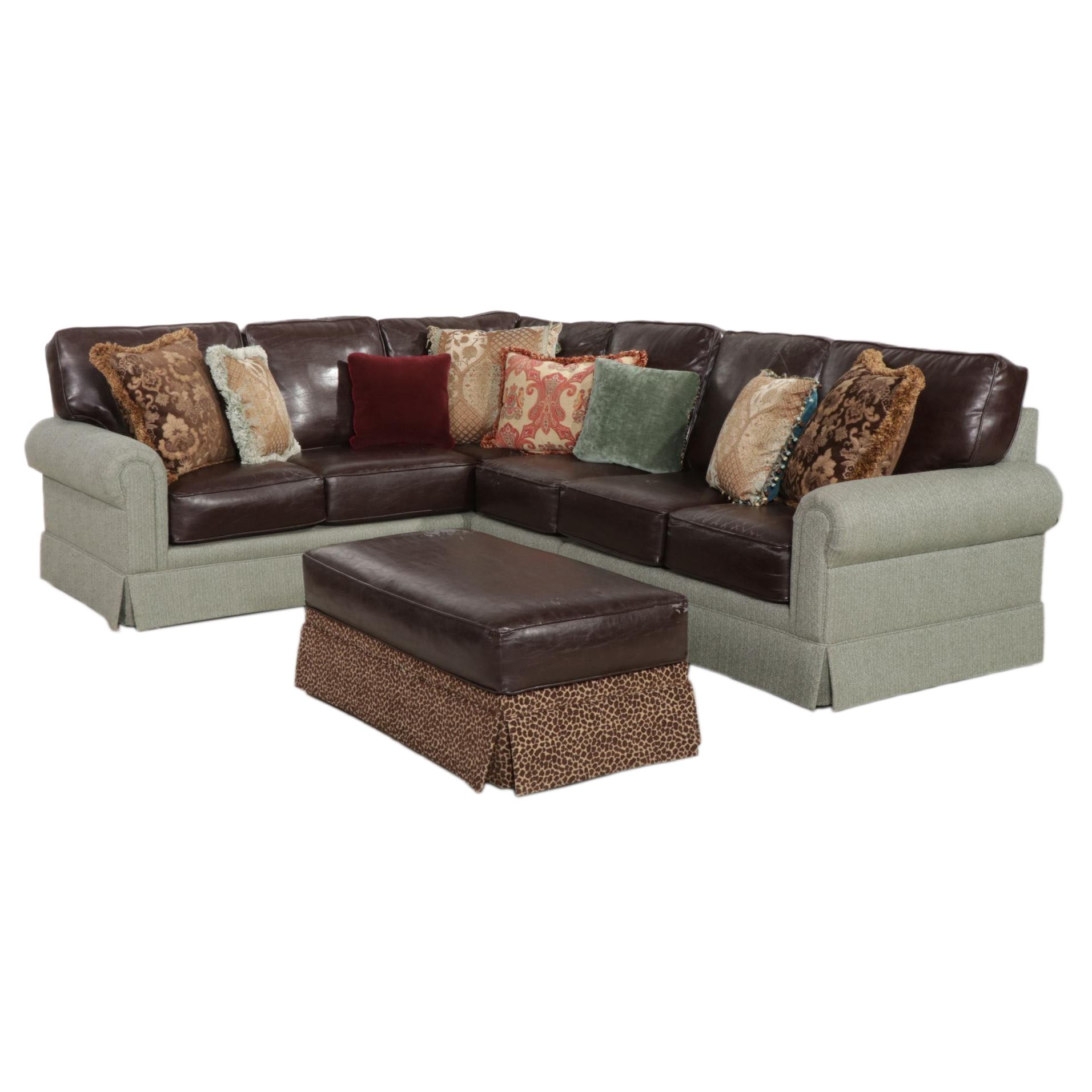 Norwalk Furniture Bonded Leather and Upholstered Sectional Sofa EBTH