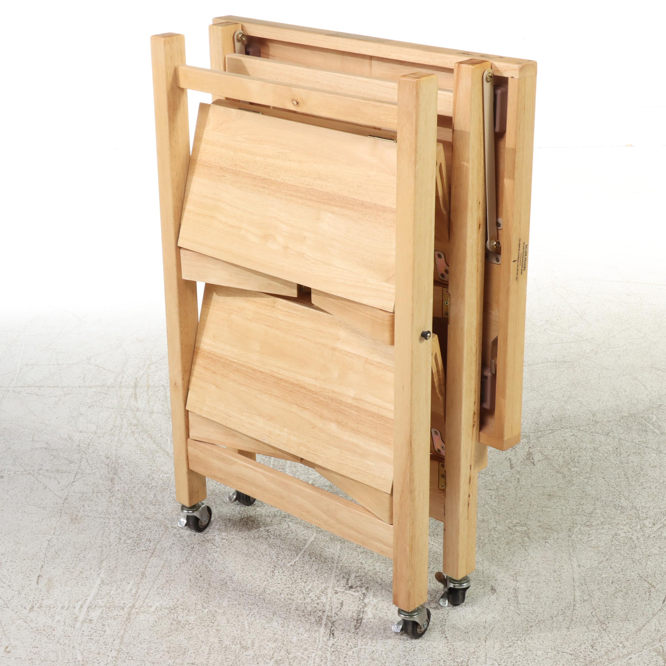 Oasis Island Folding Rubberwood Kitchen Cart EBTH