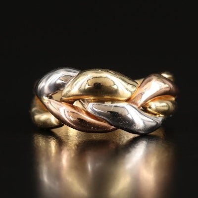 Italian Milor 14K Tri-Color Braided Ring Including Rose Gold