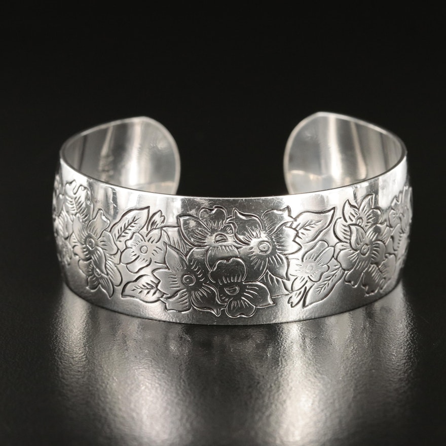 S Kirk & Son Sterling Floral Cuff
