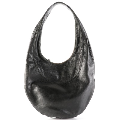 BVLGARI Shoulder Bag in Black Pebble Grain Leather