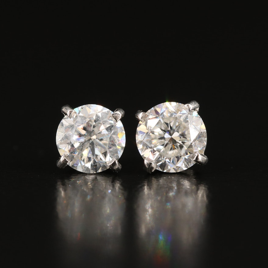 Platinum 2.01 CTW Diamond Stud Earrings with GIA eReports
