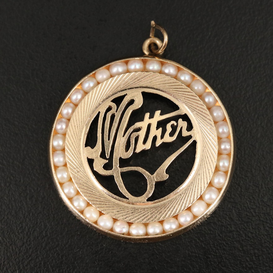 Vintage 14K "Mother" Pearl Pendant