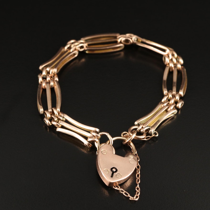 9K Heart Locket Bracelet