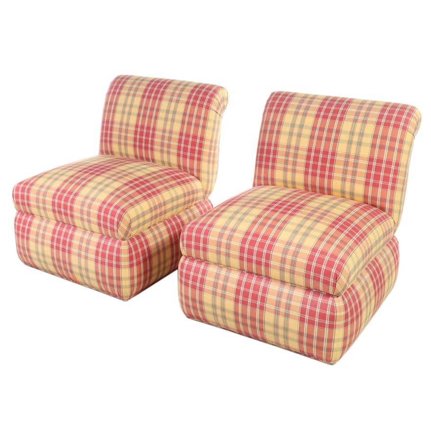 Pair of Custom-Upholstered Slipper Chairs